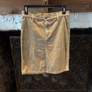Women’s Tan knee length stretch skirt W/ front slit